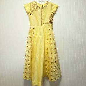 Traditional Indian Yellow Gold Dress Short Sleeve